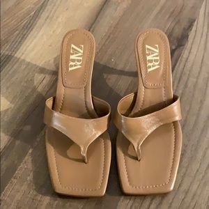 Never been worn tan kitten heel sandals